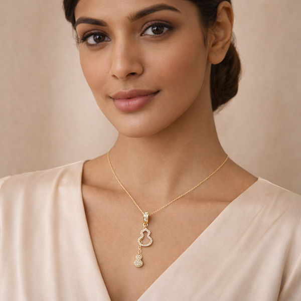 Gourd Crystal Pendant Necklace – Anti-Tarnish Gold