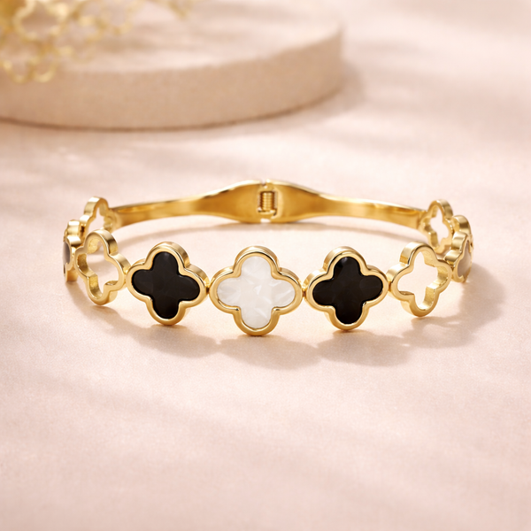 Clover Bangle Bracelet – Anti-Tarnish Gold