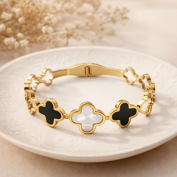 Clover Bangle Bracelet – Anti-Tarnish Gold