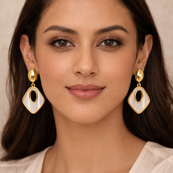 Cleo Geo Drop Earrings – Anti-Tarnish Gold