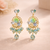 Mint Bloom Crystal Drop Earrings for Women β Anti-Tarnish Gold