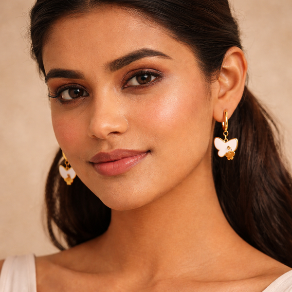 Butterfly Charm Hoop Earrings for Women β Anti-Tarnish Gold