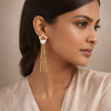 Star Pearl Chain Drop Earrings for Women β Anti-Tarnish Gold