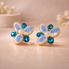 Blue Flower Statement Earrings for Women β Anti-Tarnish Gold