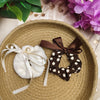 Fur & Bow Scrunchies Combo Set (Pack of 2) – Pearl Plush Hair Ties with Printed Bow