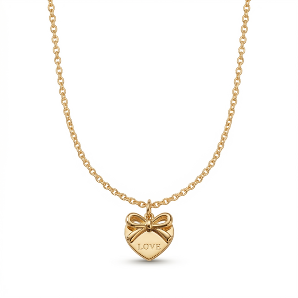 Love Bow Heart Necklace – Anti Tarnish Gold