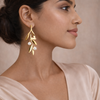 Gold Leaf Pearl Drop Earrings for Women β Anti-Tarnish Gold