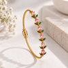Golden Pink Tulip Floral Bangle – Anti Tarnish Gold