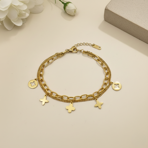 Flutter Double Chain Bracelet – Anti-Tarnish Gold