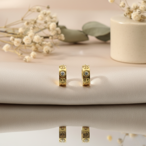 Screw Detail Hoop Earrings – Anti Tarnish Gold