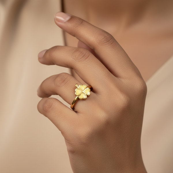 Golden Heart Cluster Ring – Anti Tarnish Gold Adjustable