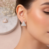 Tria Crystal Triangle Stud Earrings – Anti-Tarnish Rose Gold