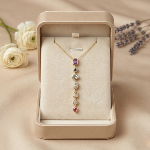 Multi Stone Drop Pendant Necklace – Anti Tarnish Gold