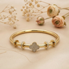 Clover Pave Crystal Bangle – Anti Tarnish Gold