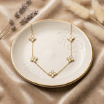Lumiere Pearl Clover Station Necklace β Anti-Tarnish Gold