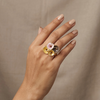 Petra Four Petal Multicolour Enamel Ring – Anti-Tarnish Gold