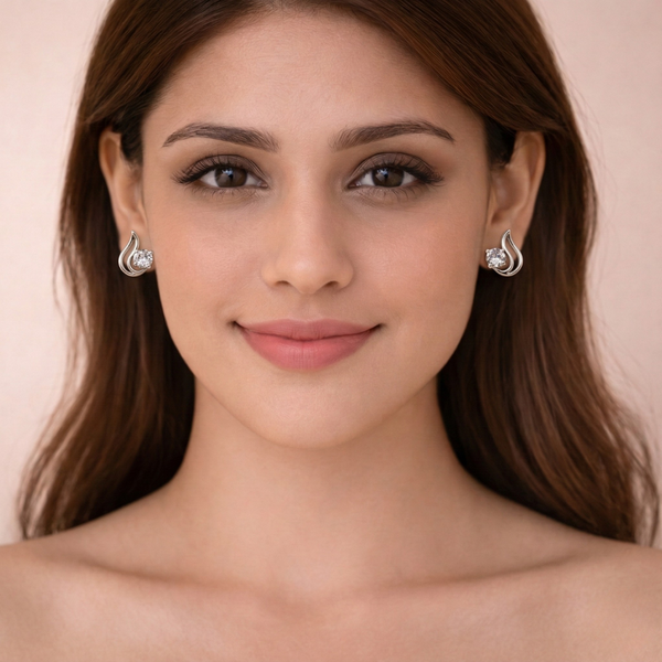 Tria Crystal Triangle Stud Earrings – Anti-Tarnish Rose Gold