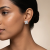 Sova Crystal Clover Stud Earrings – Anti-Tarnish Silver