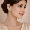 Sakura Crystal Flower Stud Earrings – Anti-Tarnish Silver