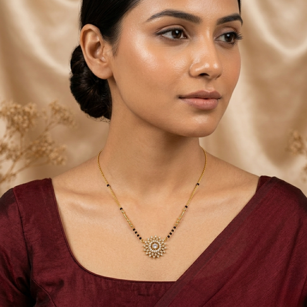 Aelira Bloom Mangalsutra Necklace – Anti Tarnish Gold