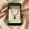 Emerald Green Crystal Pendant Necklace – Anti Tarnish Gold Snake Chain
