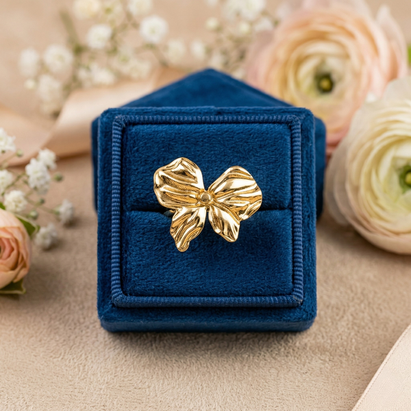 Noeud Bow Ring β Gold Tone Anti Tarnish Adjustable Ring