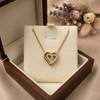 Twin Heart Crystal Pendant Necklace – Anti Tarnish Gold