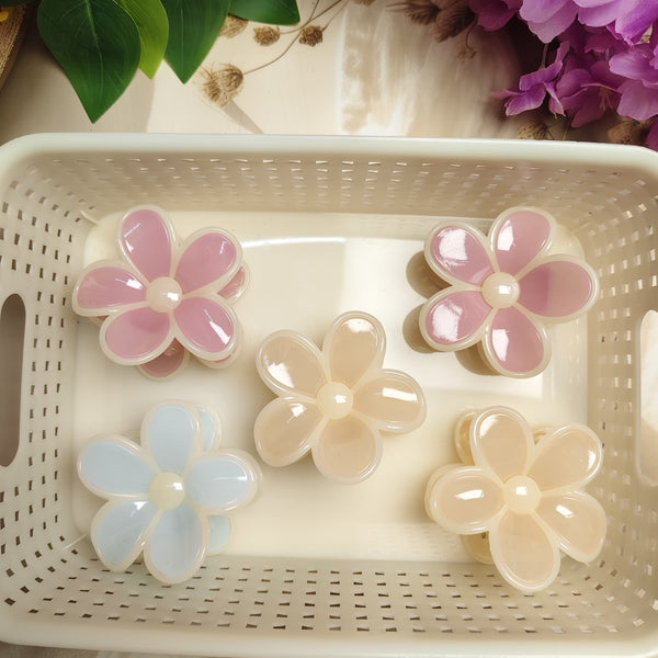 Floral Hair Claw Combo - Set of 6 Mixed Design Clips