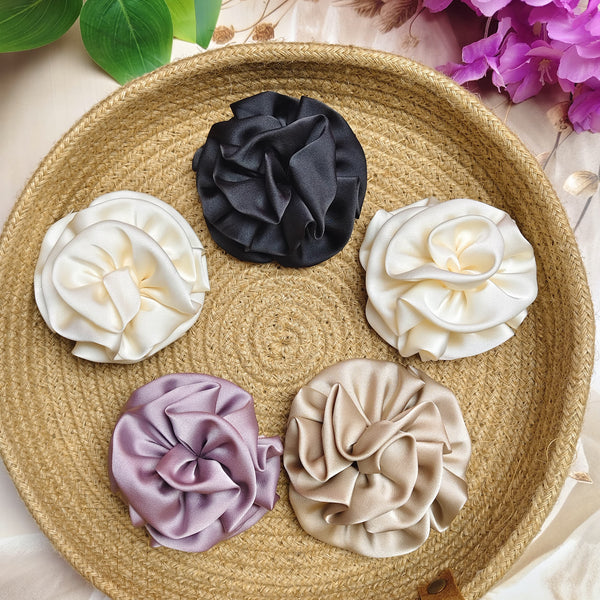 Premium Satin Rose Hair Pin (1 Piece) | Elegant Floral Hair Clip