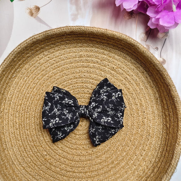 Premium Printed Bow Hair Pin (One Piece) | Elegant Floral Bow Clip