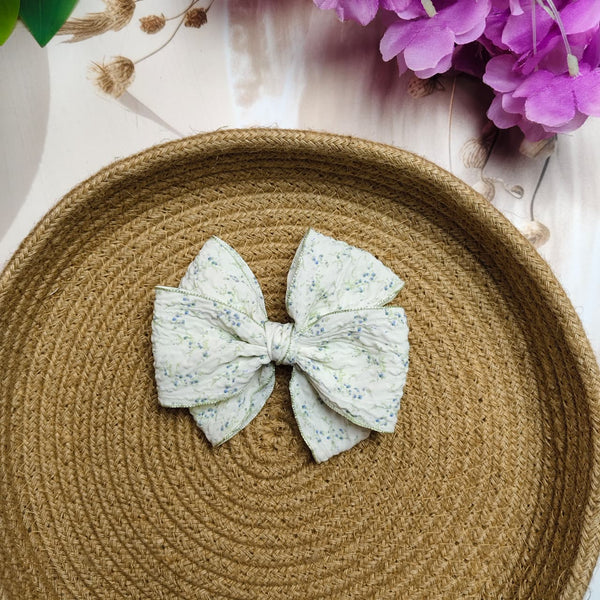 Premium Printed Bow Hair Pin (One Piece) | Elegant Floral Bow Clip