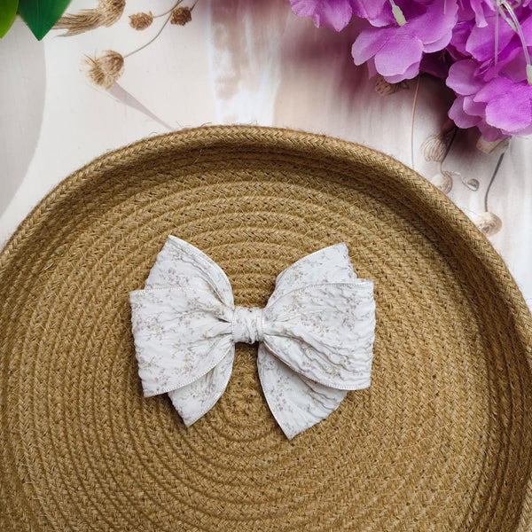 Premium Printed Bow Hair Pin (One Piece) | Elegant Floral Bow Clip