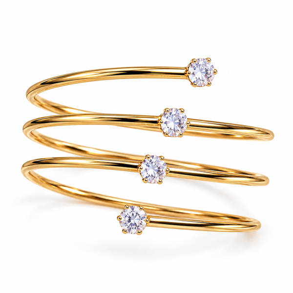 Classic Crystal Gold Open Cuff Bangle – Anti Tarnish Gold