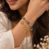 Evil Eye & Floral Gold Bracelet Stack – 2 Piece Anti Tarnish Set