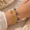 Evil Eye & Floral Gold Bracelet Stack – 2 Piece Anti Tarnish Set