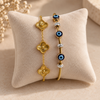 Evil Eye & Floral Gold Bracelet Stack – 2 Piece Anti Tarnish Set