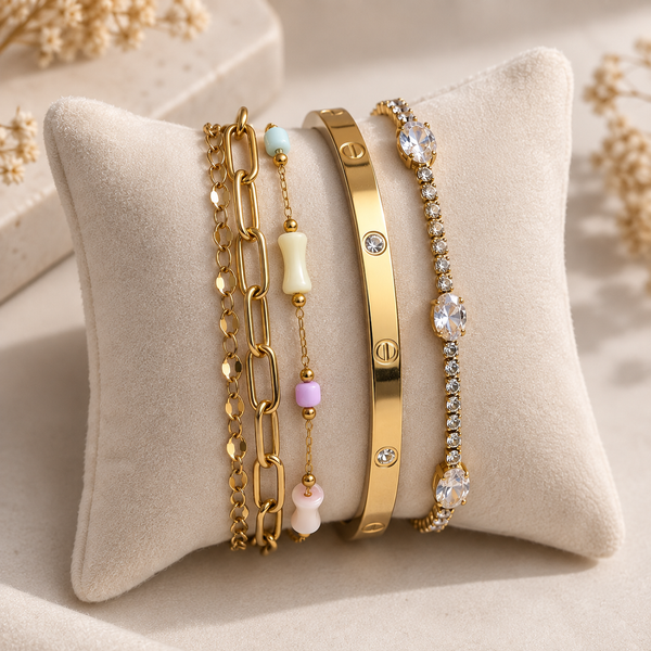 Elegant Gold Bracelet Stack – 3 Piece Anti Tarnish Set
