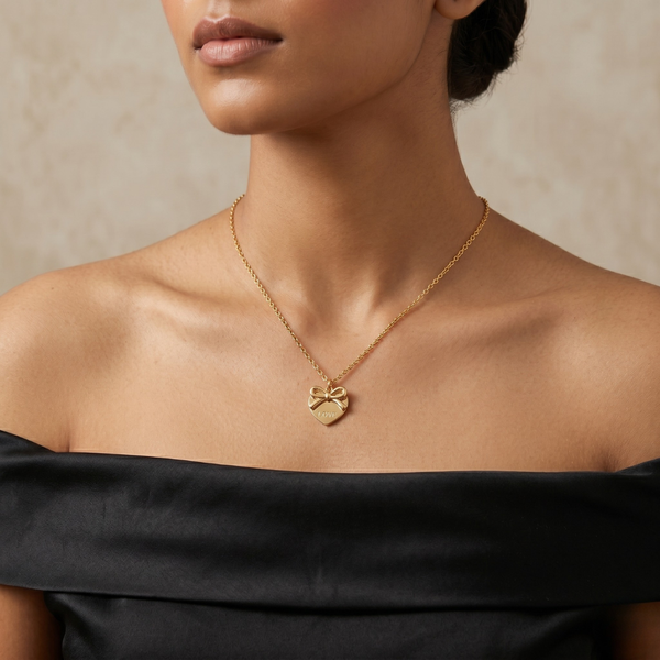 Love Bow Heart Necklace – Anti Tarnish Gold