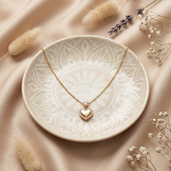 Amour Heart Pendant Necklace – Gold Tone Anti Tarnish Necklace