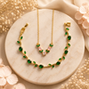 Emerald Green Tulip Bloom Jewellery Combo – Anti Tarnish Necklace & Bracelet Set
