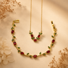 Ruby Red Tulip Bloom Jewellery Combo – Anti Tarnish Necklace & Bracelet Set