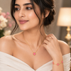Blush Pink Clover Charm Jewellery Combo – Anti Tarnish Necklace & Bracelet Set
