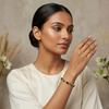 Verdant Elegance Green Tulip Crystal Bracelet – Anti Tarnish Gold Floral Bracelet