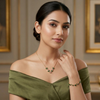 Emerald Green Tulip Bloom Jewellery Combo – Anti Tarnish Necklace & Bracelet Set