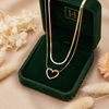 Layered Heart Double Chain Necklace – Gold Tone Anti Tarnish Necklace