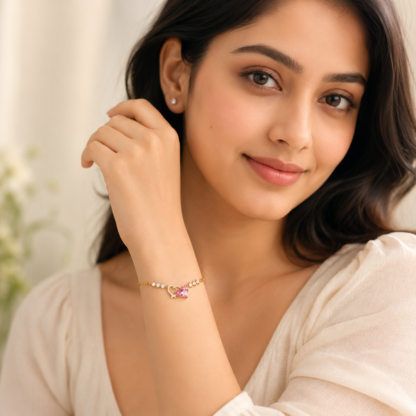 Blush Heart Sparkle Bracelet – Anti Tarnish Gold