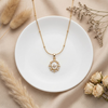 Celestia Compass Pendant Necklace – White & Gold Tone Anti Tarnish Necklace