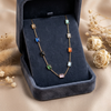 Rectangle Multi-Stone Chain Necklace – Anti Tarnish Gold