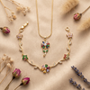 Rainbow Bloom Floral Necklace & Bracelet Set – Anti Tarnish Gold