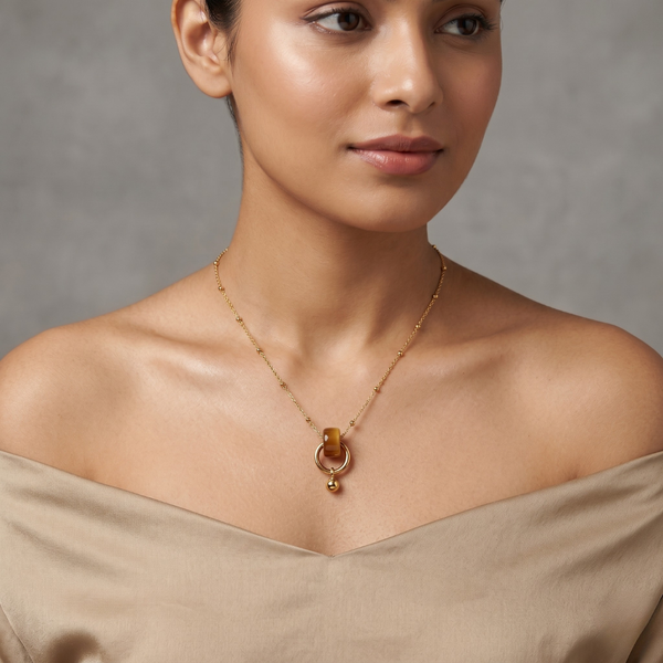 Caramel Halo Charm Necklace – Anti Tarnish Gold
